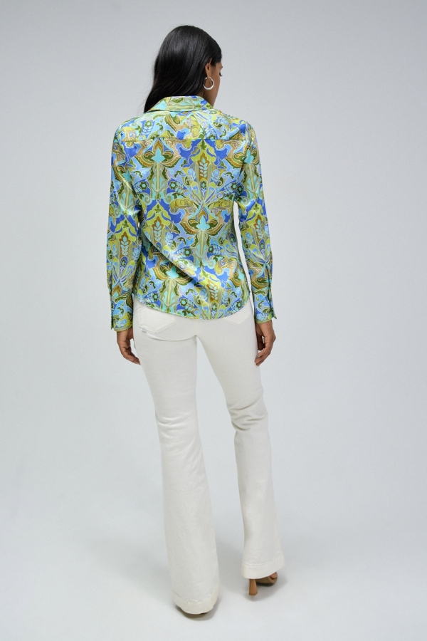 CAMISA DE SATÉN PASLEY FLORAL AZUL CAMISA DE SATÉN PASLEY FLORAL AZUL