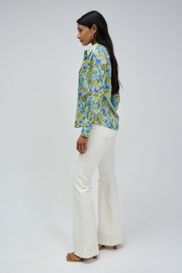 CAMISA DE SATÉN PASLEY FLORAL AZUL CAMISA DE SATÉN PASLEY FLORAL AZUL