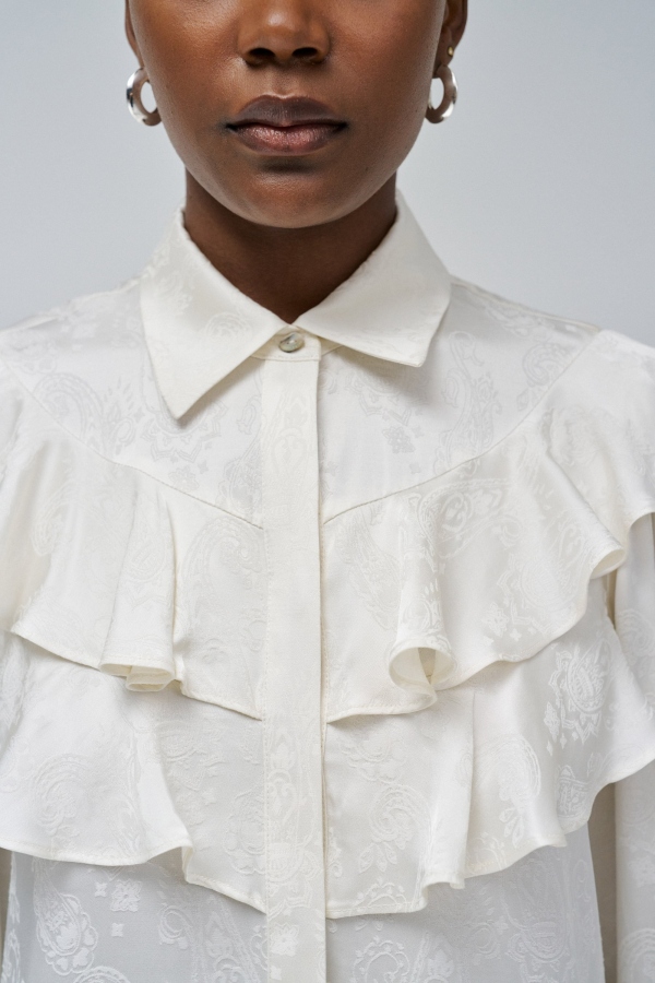 CAMISA SATÉN VOLANTES PASLEY MARFIL CAMISA SATÉN VOLANTES PASLEY MARFIL