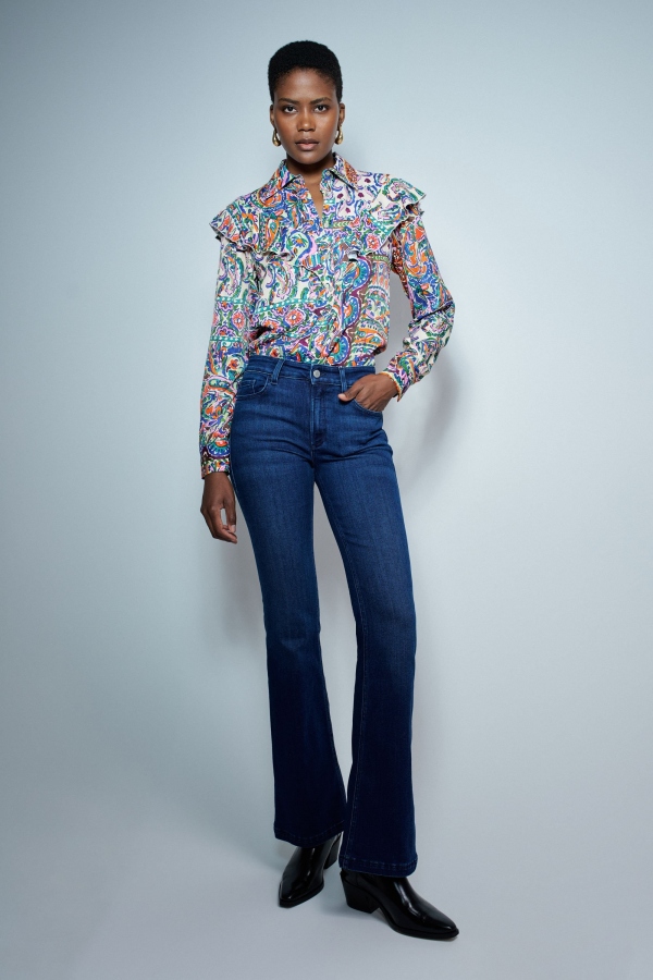 CAMISA SATÉN PASLEY MULTICOLOR VOLANTES CAMISA SATÉN PASLEY MULTICOLOR VOLANTES