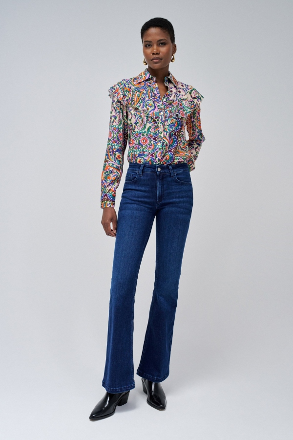 CAMISA SATÉN PASLEY MULTICOLOR VOLANTES CAMISA SATÉN PASLEY MULTICOLOR VOLANTES