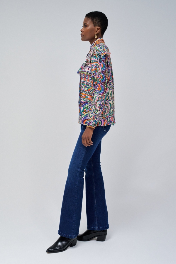 CAMISA SATÉN PASLEY MULTICOLOR VOLANTES CAMISA SATÉN PASLEY MULTICOLOR VOLANTES