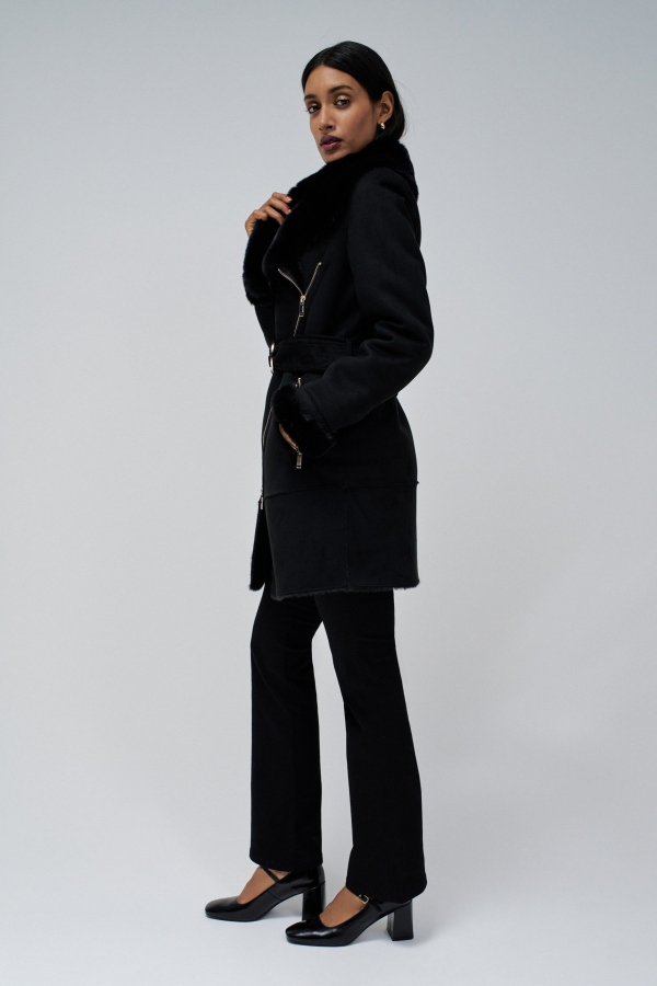 ABRIGO NEGRO ESTILO BORREGO DIANA ABRIGO NEGRO ESTILO BORREGO DIANA