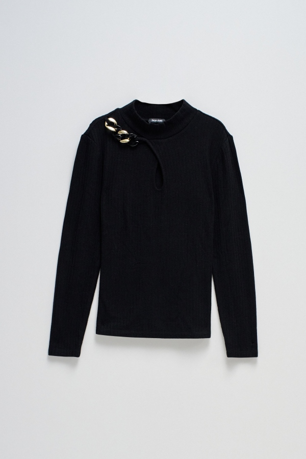 JERSEY NEGRO DE PUNTO CON CADENA