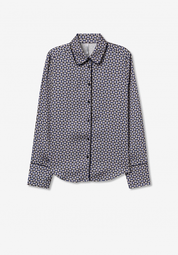 CAMISA SATINADA ESTAMPADO GEOMÉTRICO CAMISA SATINADA ESTAMPADO GEOMÉTRICO