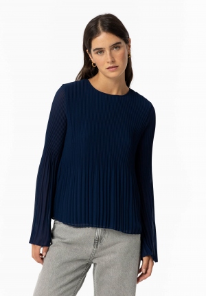 BLUSA PLISADA AZUL MARINO