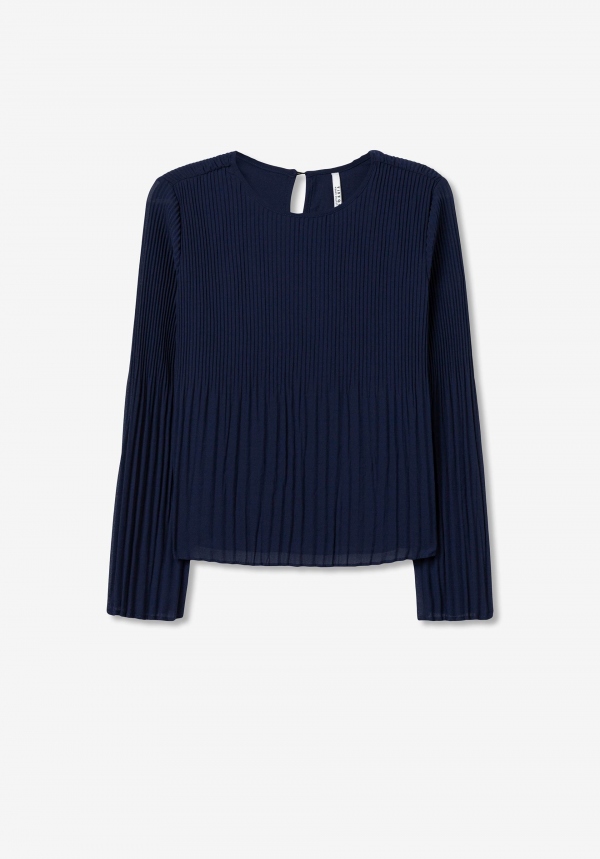 BLUSA PLISADA AZUL MARINO BLUSA PLISADA AZUL MARINO