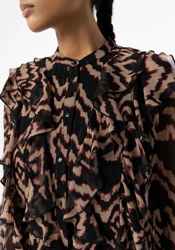 CAMISA ANIMAL PRINT MARRÓN Y NEGRO CAMISA ANIMAL PRINT MARRÓN Y NEGRO