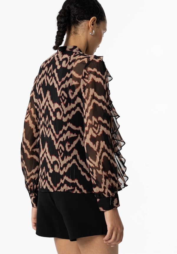 CAMISA ANIMAL PRINT MARRÓN Y NEGRO CAMISA ANIMAL PRINT MARRÓN Y NEGRO