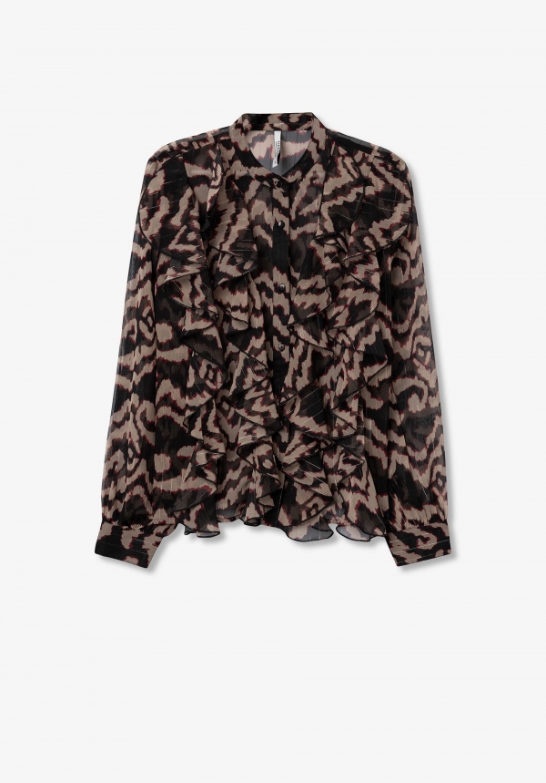 CAMISA ANIMAL PRINT MARRÓN Y NEGRO CAMISA ANIMAL PRINT MARRÓN Y NEGRO