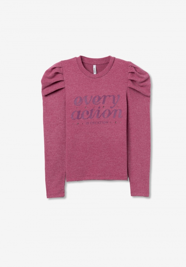 CAMISETA ABULLONADA TACTO SUAVE ROSA