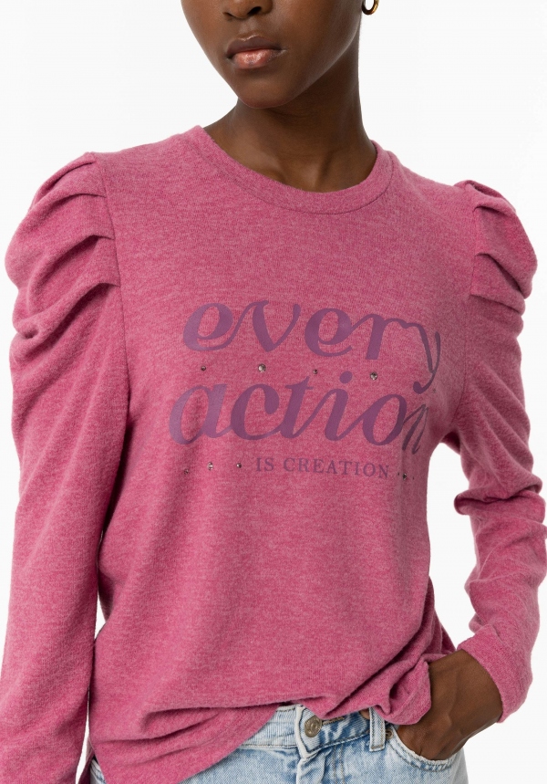 CAMISETA ABULLONADA TACTO SUAVE ROSA