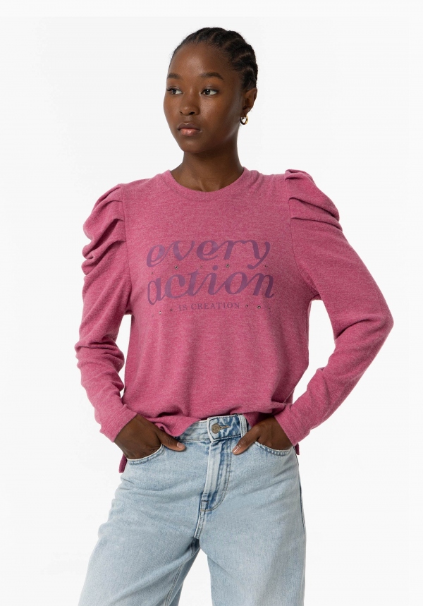 CAMISETA ABULLONADA TACTO SUAVE ROSA