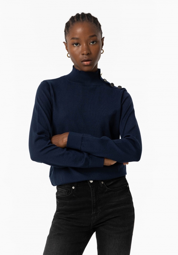 JERSEY DE PUNTO AZUL MARINO BOTONES... JERSEY DE PUNTO AZUL MARINO BOTONES...