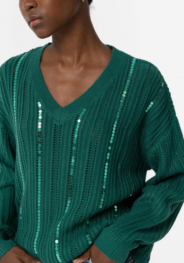 JERSEY DE PUNTO LENTEJUELAS VERDE JERSEY DE PUNTO LENTEJUELAS VERDE