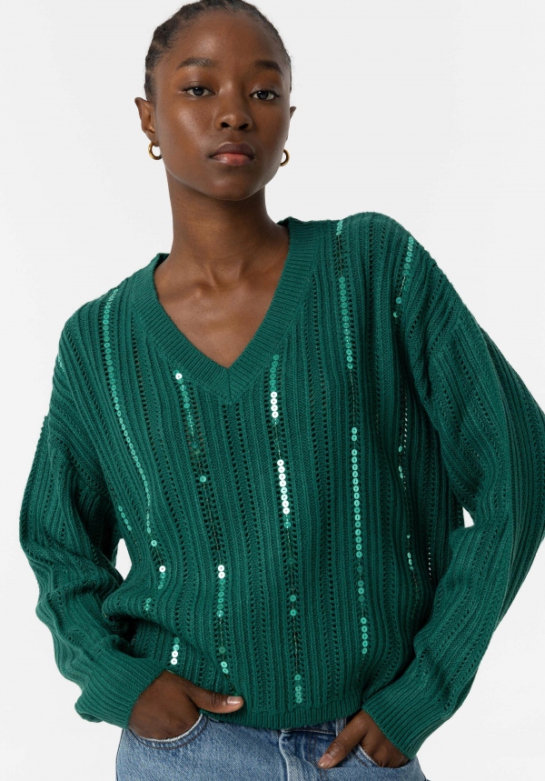 JERSEY DE PUNTO LENTEJUELAS VERDE JERSEY DE PUNTO LENTEJUELAS VERDE