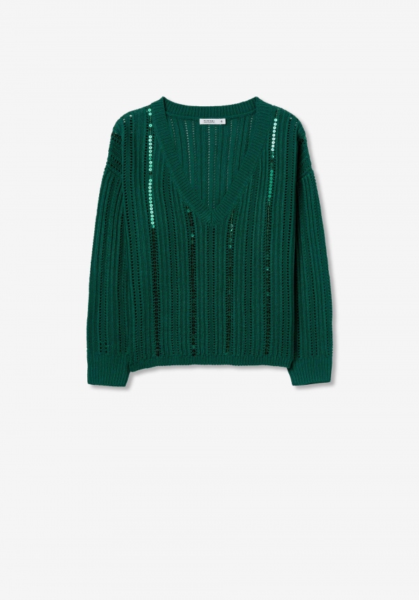 JERSEY DE PUNTO LENTEJUELAS VERDE JERSEY DE PUNTO LENTEJUELAS VERDE