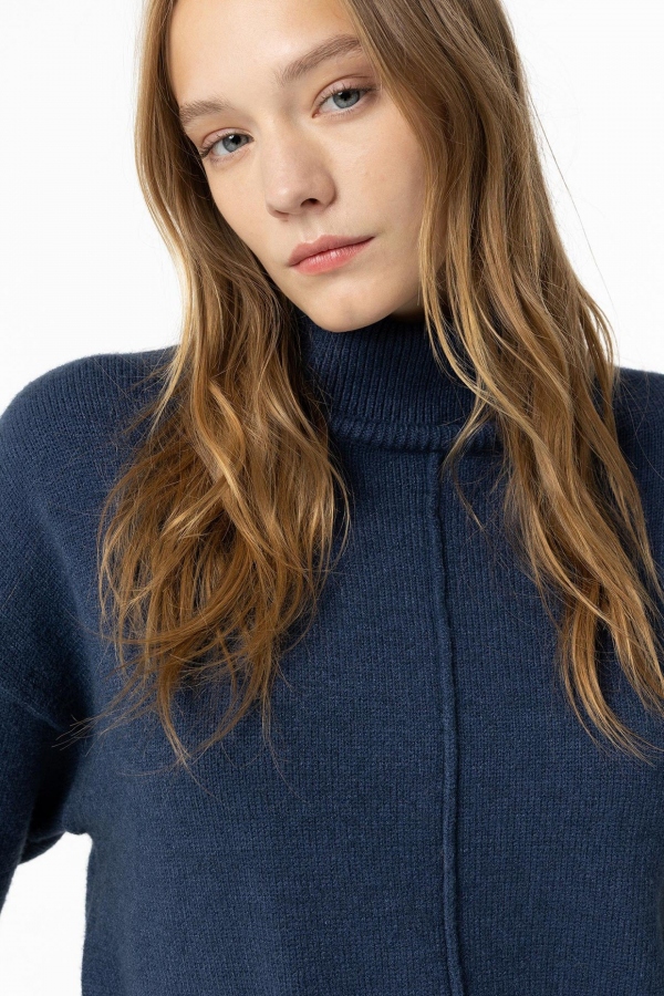JERSEY DE PUNTO CUELLO ALTO AZUL MARINO JERSEY DE PUNTO CUELLO ALTO AZUL MARINO