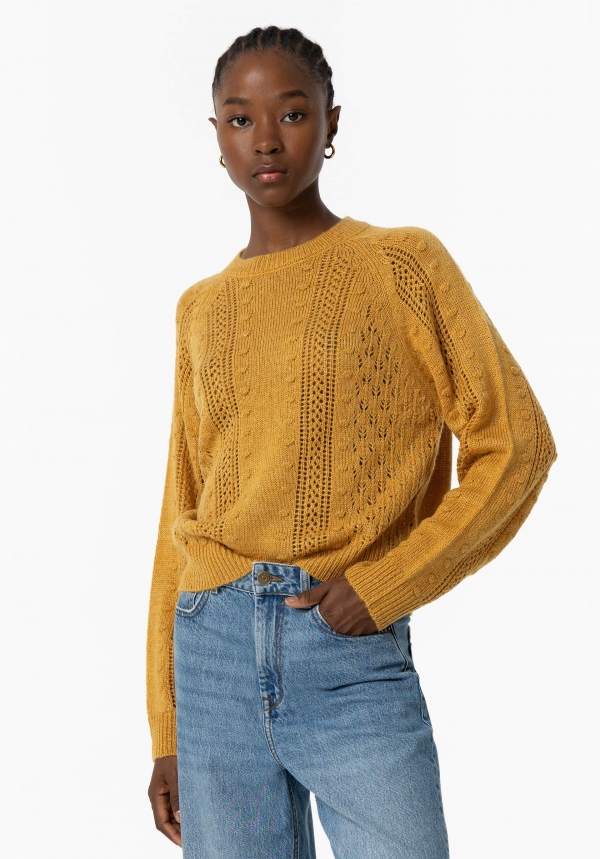 JERSEY DE PUNTO POMPONES MOSTAZA JERSEY DE PUNTO POMPONES MOSTAZA
