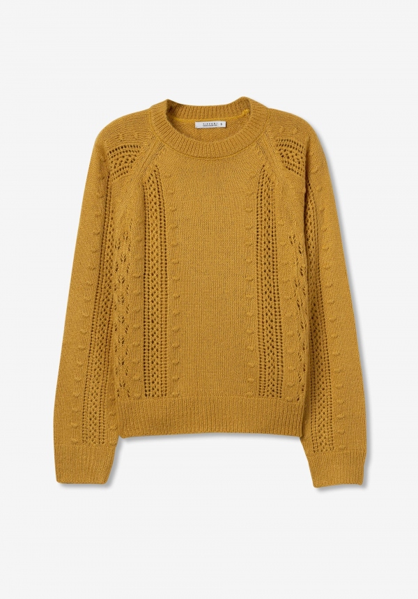 JERSEY DE PUNTO POMPONES MOSTAZA JERSEY DE PUNTO POMPONES MOSTAZA