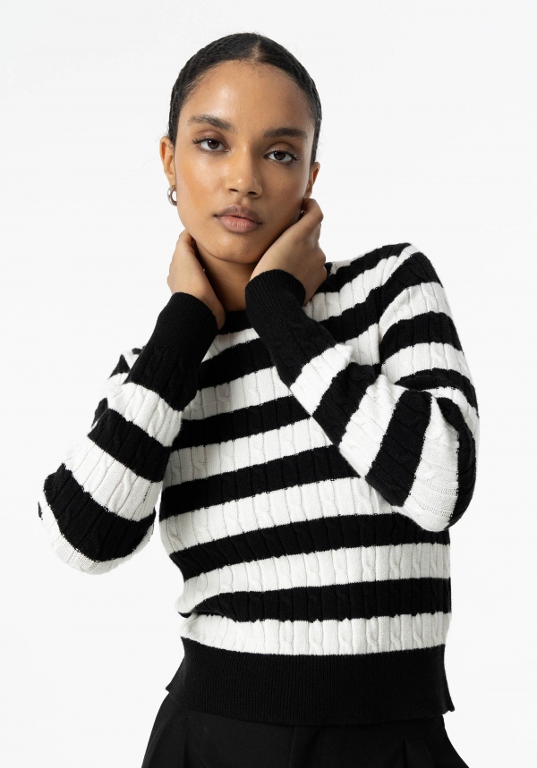 JERSEY DE PUNTO RAYAS BLANCO Y NEGRO JERSEY DE PUNTO RAYAS BLANCO Y NEGRO