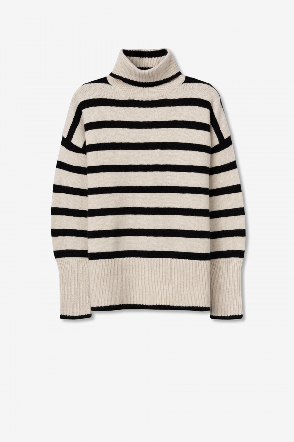 JERSEY DE PUNTO RAYAS BEIGE Y NEGRO JERSEY DE PUNTO RAYAS BEIGE Y NEGRO