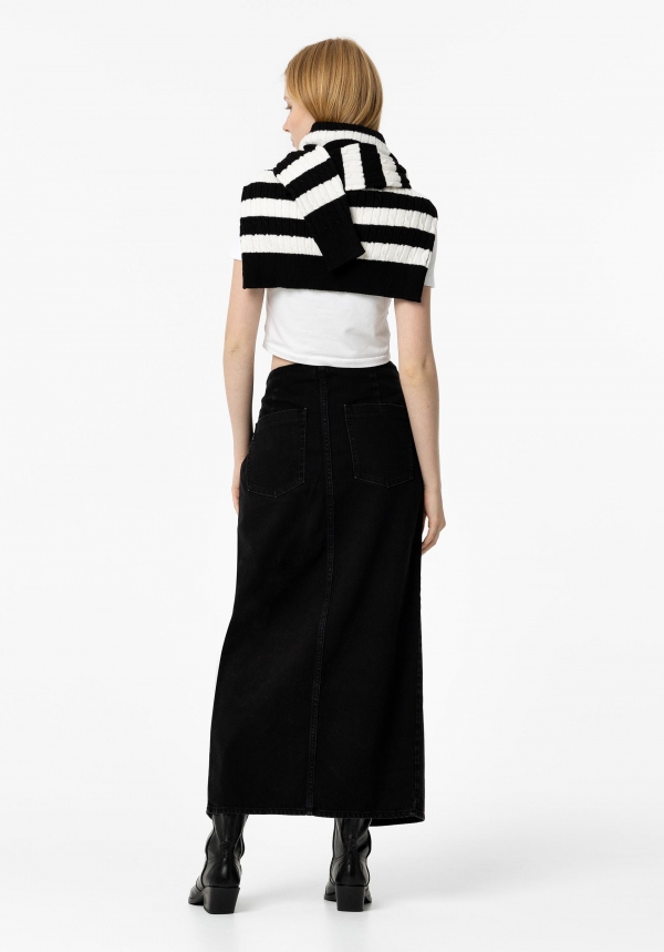 FALDA MIDI DENIM NEGRA FALDA MIDI DENIM NEGRA
