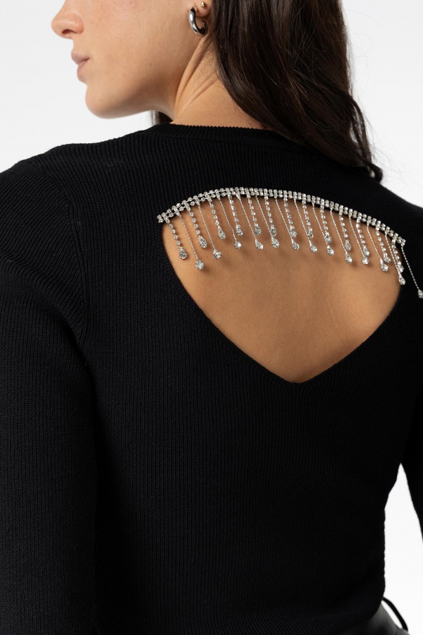 JERSEY RECORTADO NEGRO CON PEDRERÍA JERSEY RECORTADO NEGRO CON PEDRERÍA