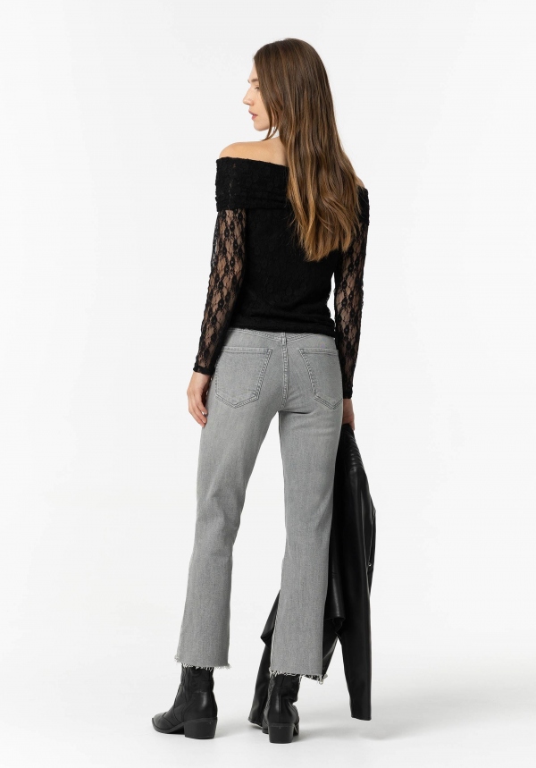 JEANS MEGAN CROPPED FLARE GRISES