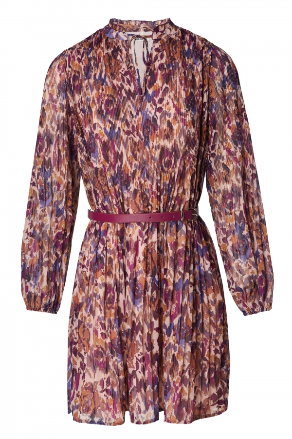 VESTIDO PLISADO MORADO CON CINTURÓN VESTIDO PLISADO MORADO CON CINTURÓN