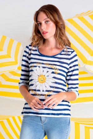 CAMISETA RAYAS CON MARGARITA
