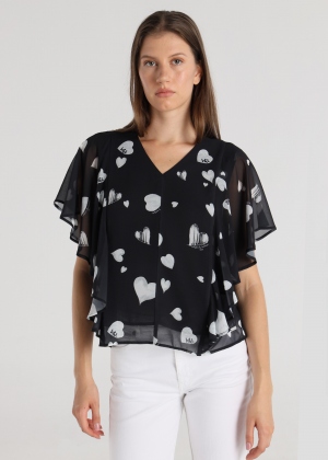 BLUSA NEGRA CORAZONES
