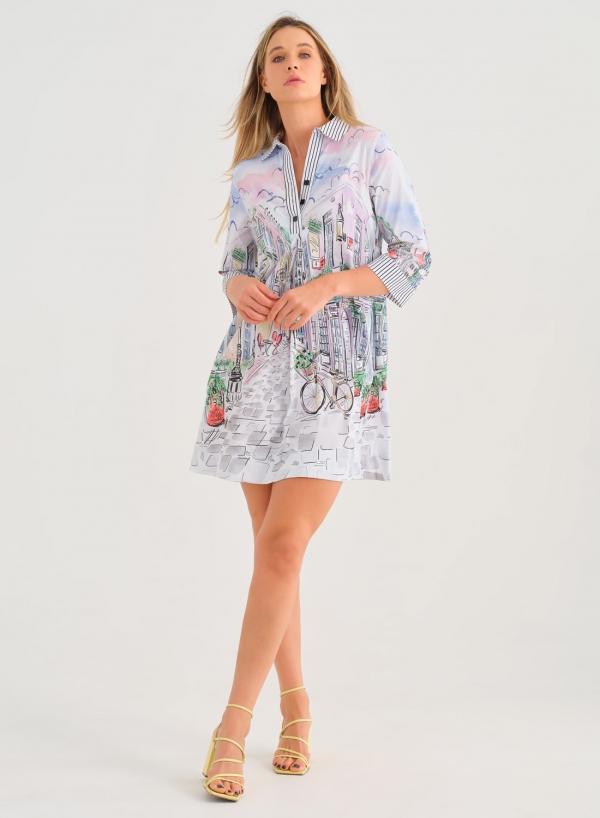 VESTIDO CAMISERO PARISINO MULTICOLOR VESTIDO CAMISERO PARISINO MULTICOLOR