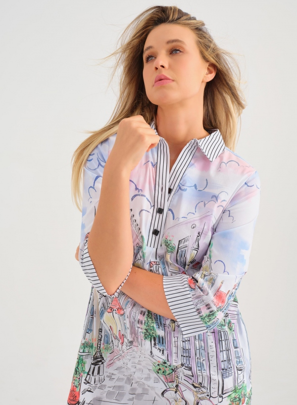 VESTIDO CAMISERO PARISINO MULTICOLOR VESTIDO CAMISERO PARISINO MULTICOLOR