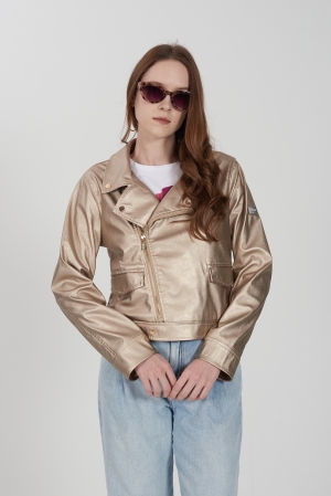 CAZADORA BIKER DORADA