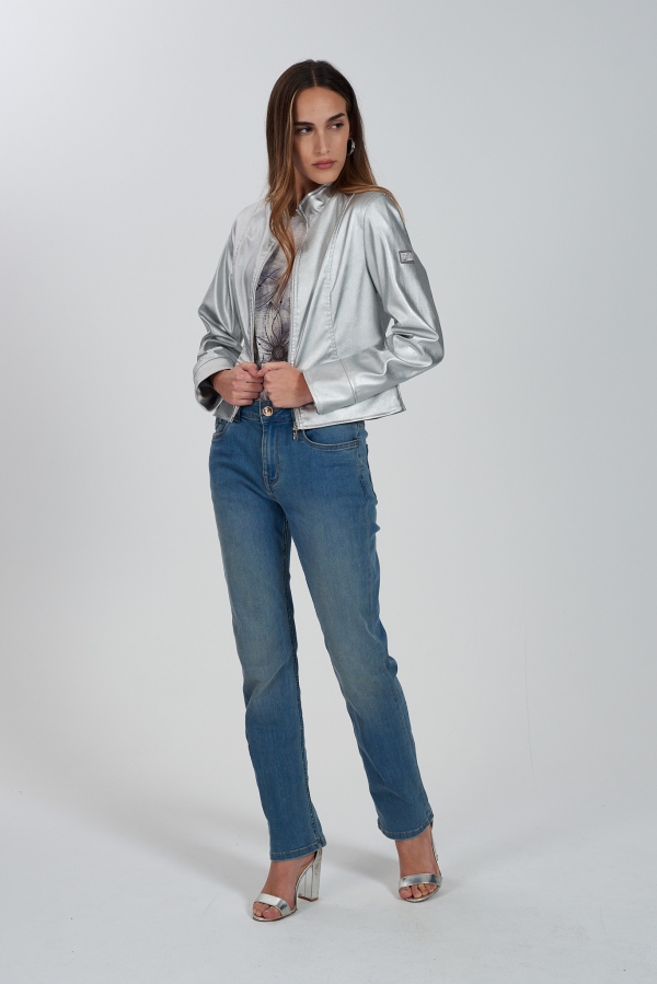 CAZADORA CORTA PLATEADA CAZADORA CORTA PLATEADA