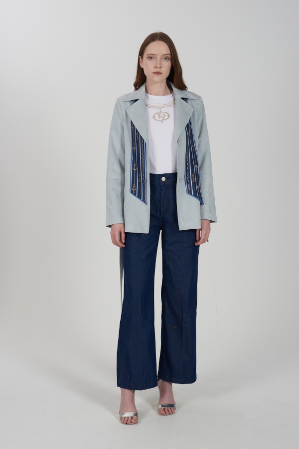 GABARDINA CORTA AZUL POLVO GABARDINA CORTA AZUL POLVO