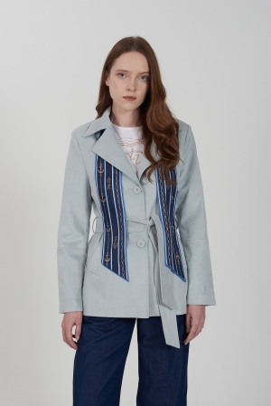 GABARDINA CORTA AZUL POLVO