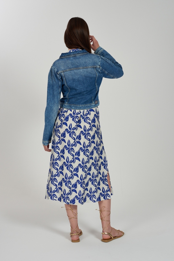 VESTIDO MIDI CAMISERO FLORAL AZUL VESTIDO MIDI CAMISERO FLORAL AZUL