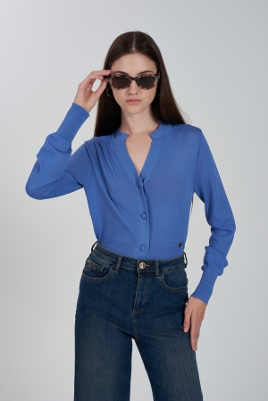 SUÉTER CÁRDIGAN DE PUNTO AZUL