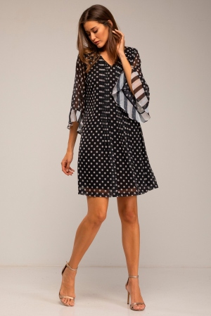 VESTIDO CORTO NEGRO LUNARES...