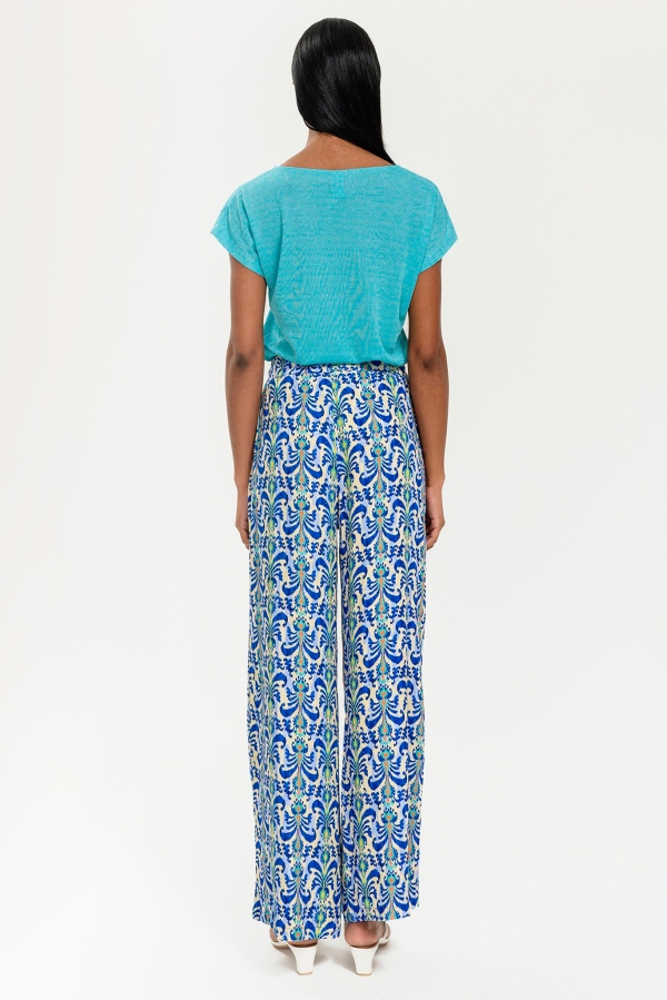 PANTALÓN PALAZZO CENEFAS AZULES PANTALÓN PALAZZO CENEFAS AZULES
