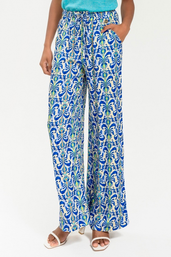 PANTALÓN PALAZZO CENEFAS AZULES PANTALÓN PALAZZO CENEFAS AZULES