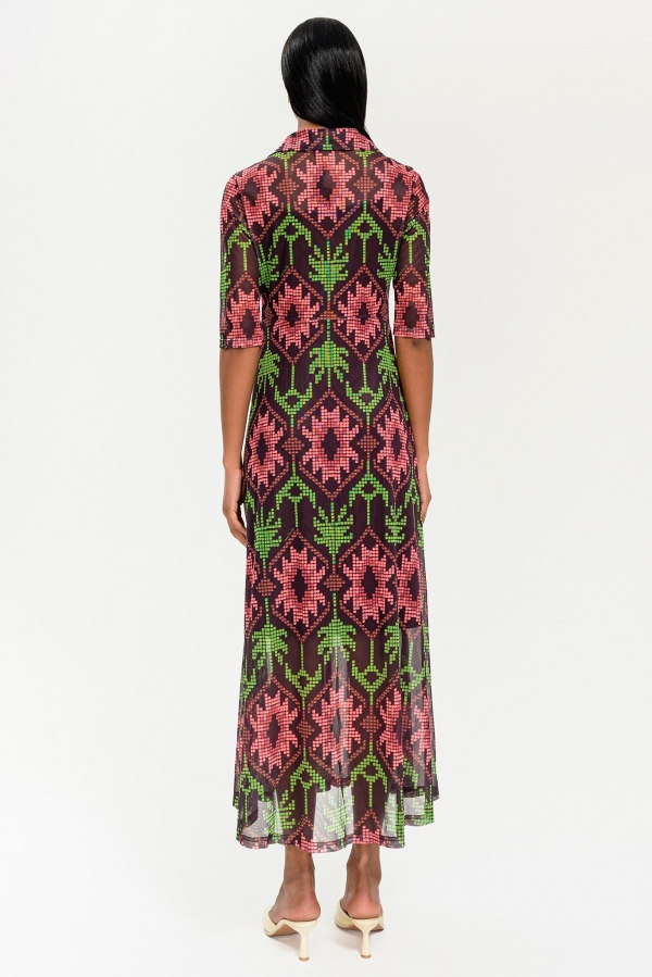 VESTIDO CAMISERO ÉTNICO MULTICOLOR VESTIDO CAMISERO ÉTNICO MULTICOLOR