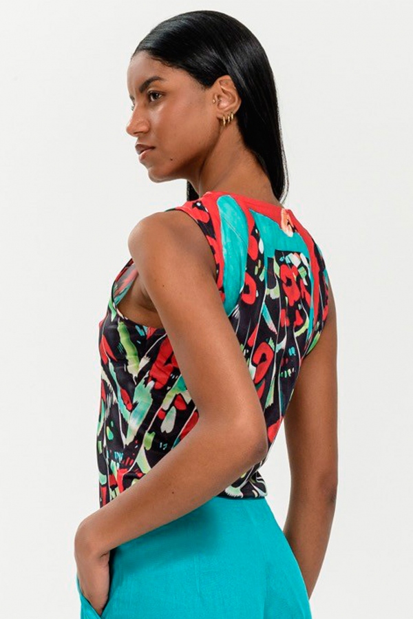 BLUSA SIN MANGAS MULTICOLOR BLUSA SIN MANGAS MULTICOLOR