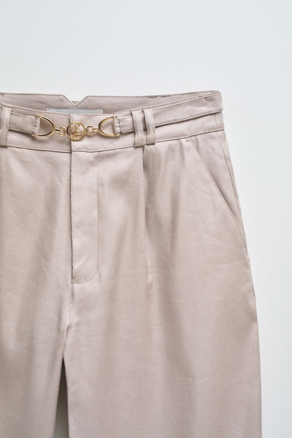 PANTALONES CHINOS LINO BEIGE