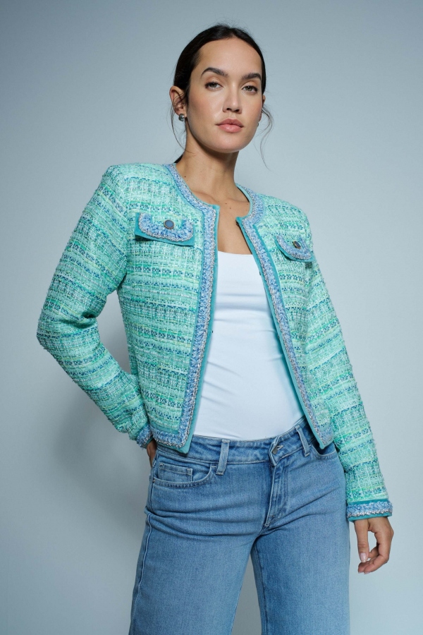 CHAQUETA REGULAR TWEED VERDE CHAQUETA REGULAR TWEED VERDE