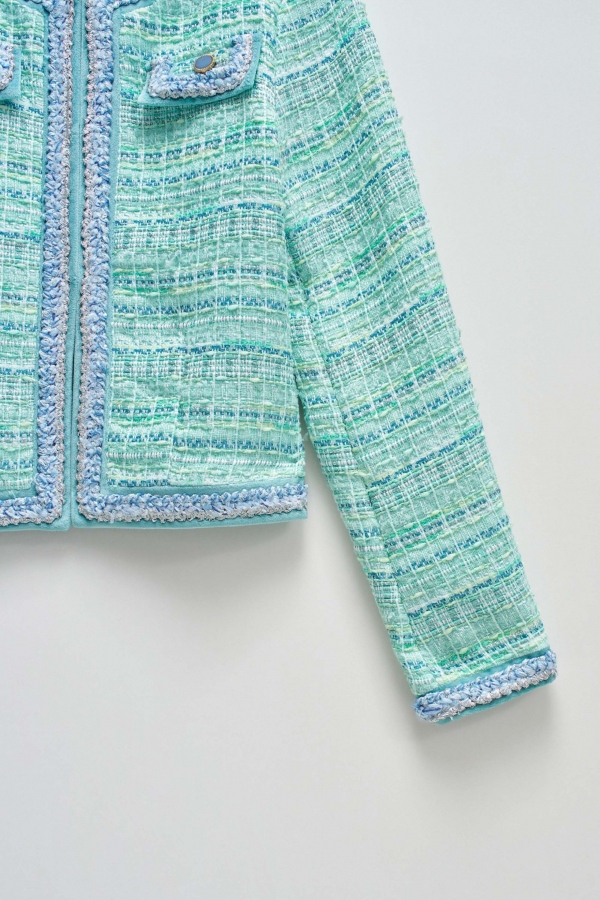 CHAQUETA REGULAR TWEED VERDE CHAQUETA REGULAR TWEED VERDE