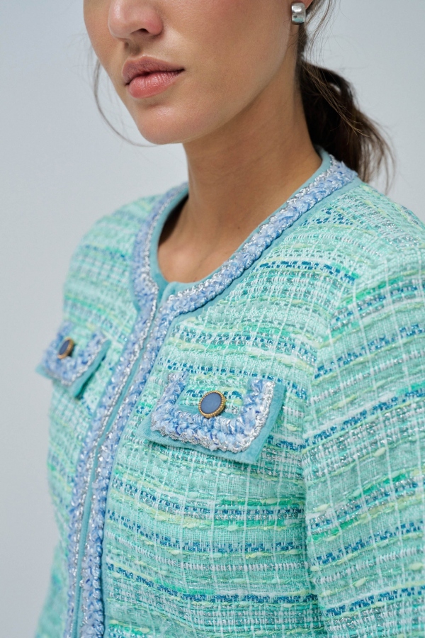 CHAQUETA REGULAR TWEED VERDE CHAQUETA REGULAR TWEED VERDE