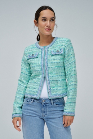 CHAQUETA REGULAR TWEED VERDE